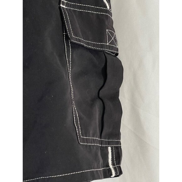 sideout  short swim tie hook & loop black white stripe pockets polyester 13 READ - Picture 3 of 6